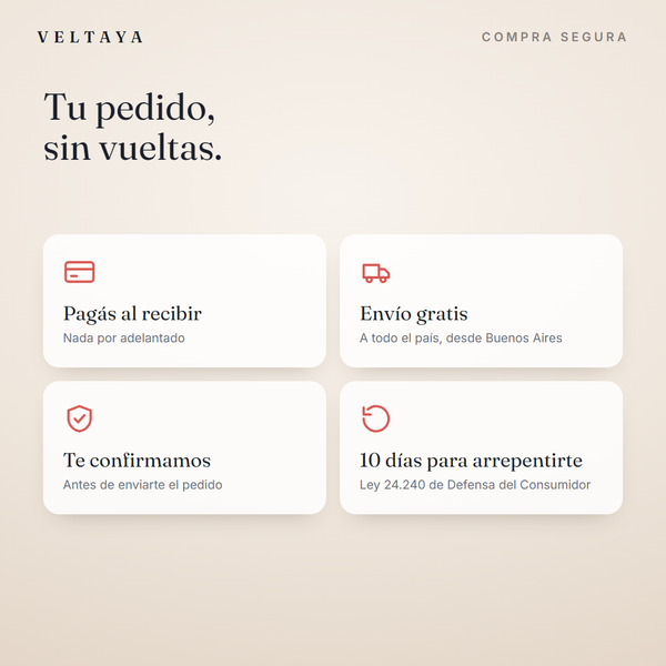 Compra segura: pagás al recibir, envío gratis y 10 días para arrepentirte